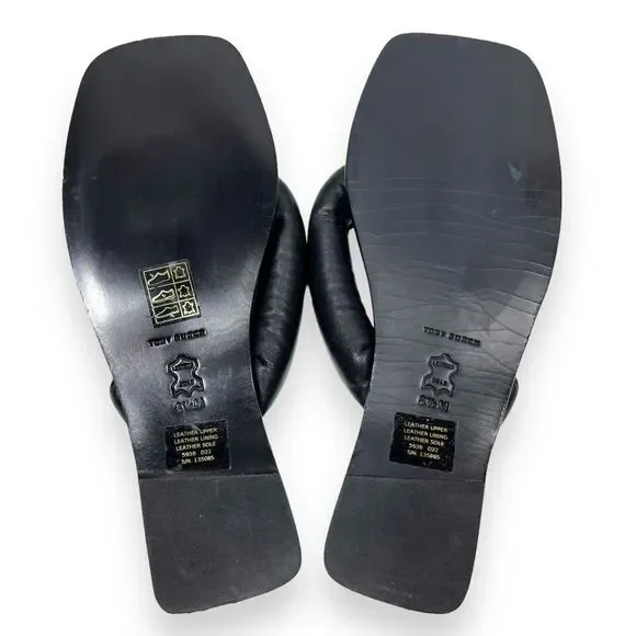 Tory Burch Nevada Summer Sandal Black Leather Puff Detail Size 6.5 - Picture 3 of 7